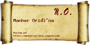 Manher Oriána névjegykártya